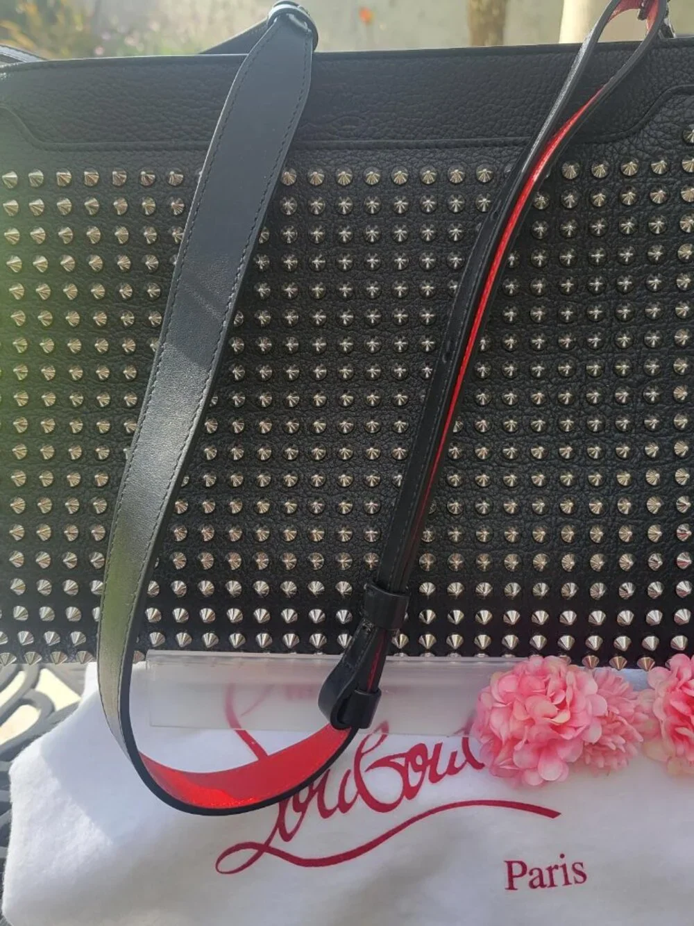 Christian Louboutin Black Studded Leather Crossbody/Clutch "'AUTHENTIC" - Picture 3 of 14
